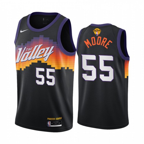 Nike Phoenix Suns #55 E’Twaun Moore Youth 2021 NBA Finals Bound City Edition Jersey Black Youth->phoenix suns->NBA Jersey