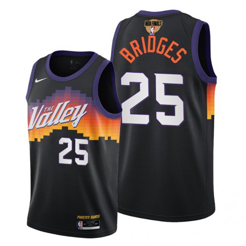 Nike Phoenix Suns #25 Mikal Bridges Youth 2021 NBA Finals Bound City Edition Jersey Black Youth->phoenix suns->NBA Jersey