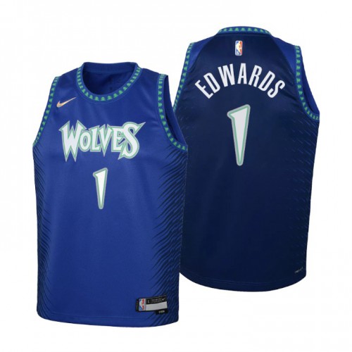 Minnesota Minnesota Timberwolves #1 Anthony Edwards Youth Nike Blue 2021/22 Swingman Jersey – City Edition Youth->minnesota timberwolves->NBA Jersey