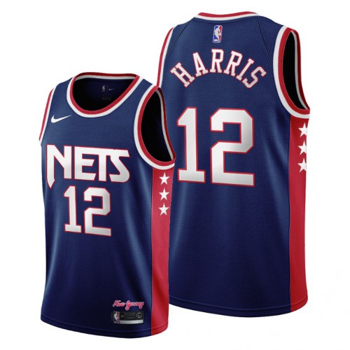 Brooklyn Brooklyn Nets #12 Joe Harris Men’s 2021-22 City Edition Throwback 90s Wordmark Navy NBA Jersey Men’s->brooklyn nets->NBA Jersey