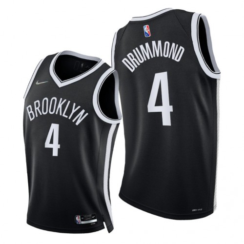 Nike Brooklyn Nets #4 Andre Drummond Men’s 2021-22 75th Diamond Anniversary NBA Jersey Black Men’s->women nba jersey->Women Jersey