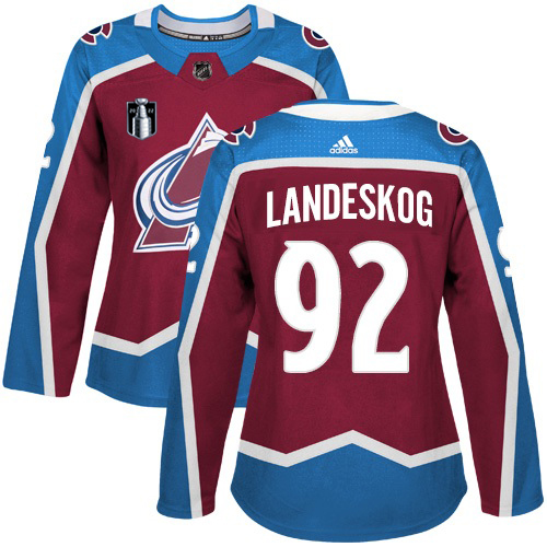 Adidas Colorado Avalanche #92 Gabriel Landeskog Burgundy Women’s 2022 Stanley Cup Final Patch Home Authentic Stitched NHL Jersey Womens->colorado avalanche->NHL Jersey