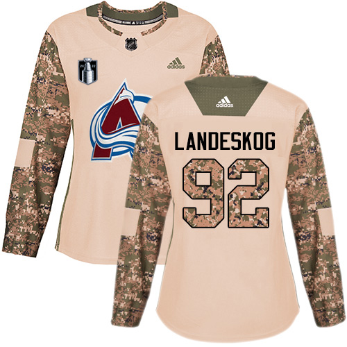 Adidas Colorado Avalanche #92 Gabriel Landeskog Camo Authentic Women’s 2022 Stanley Cup Final Patch Veterans Day Stitched NHL Jersey Womens->youth nhl jersey->Youth Jersey