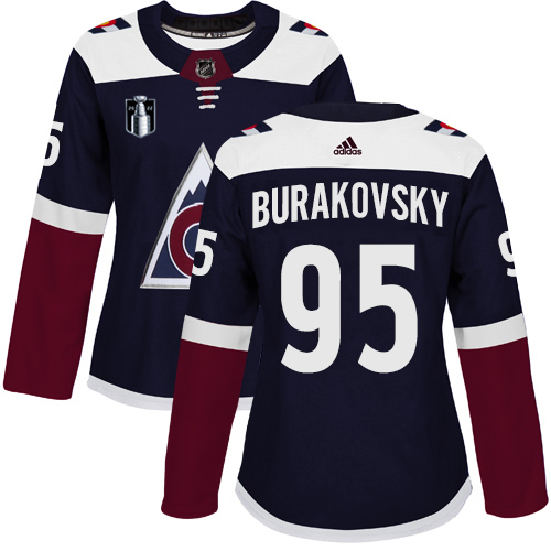 Adidas Colorado Avalanche #95 Andre Burakovsky Navy Women’s 2022 Stanley Cup Final Patch Alternate Authentic Stitched NHL Jersey Womens->women nhl jersey->Women Jersey