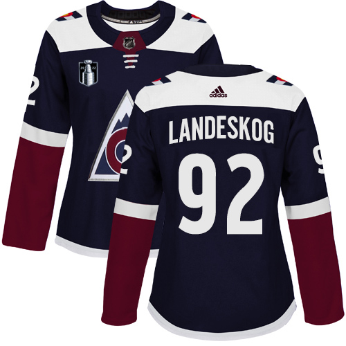 Adidas Colorado Avalanche #92 Gabriel Landeskog Navy Women’s 2022 Stanley Cup Final Patch Alternate Authentic Stitched NHL Jersey Womens->youth nhl jersey->Youth Jersey