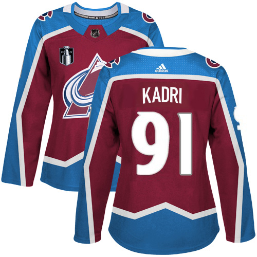 Adidas Colorado Avalanche #91 Nazem Kadri Burgundy Women’s 2022 Stanley Cup Final Patch Home Authentic Stitched NHL Jersey Womens->youth nhl jersey->Youth Jersey