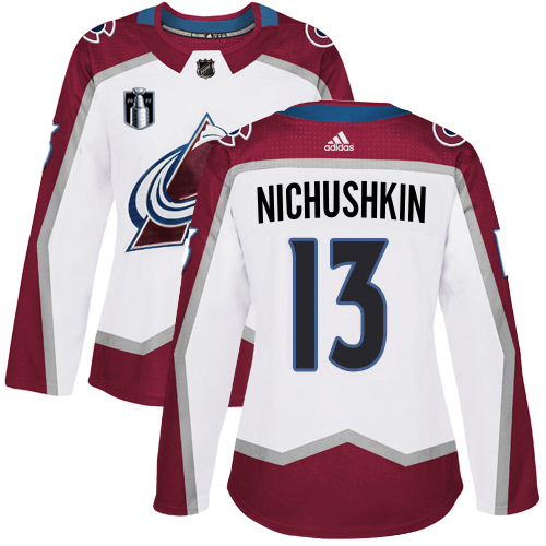 Adidas Colorado Avalanche #13 Valeri Nichushkin White Women’s 2022 Stanley Cup Final Patch Road Authentic Stitched NHL Jersey Womens->women nhl jersey->Women Jersey