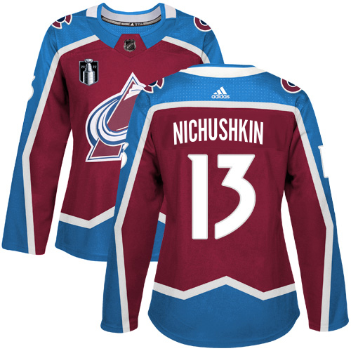 Adidas Colorado Avalanche #13 Valeri Nichushkin Burgundy Women’s 2022 Stanley Cup Final Patch Home Authentic Stitched NHL Jersey Womens->women nhl jersey->Women Jersey