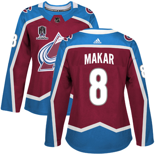 Adidas Colorado Avalanche #8 Cale Makar Burgundy Women’s 2022 Stanley Cup Champions Burgundy Home Authentic Stitched NHL Jersey Womens->colorado avalanche->NHL Jersey