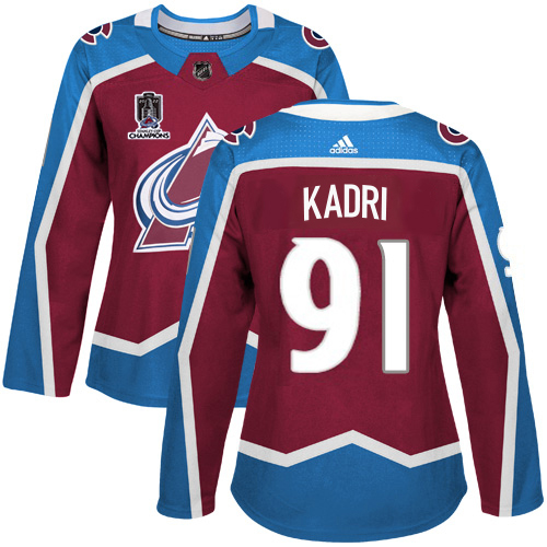 Adidas Colorado Avalanche #91 Nazem Kadri Burgundy Women’s 2022 Stanley Cup Champions Burgundy Home Authentic Stitched NHL Jersey Womens->youth nhl jersey->Youth Jersey