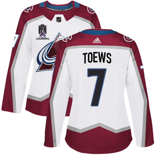 Adidas Colorado Avalanche #7 Devon Toews White Women’s 2022 Stanley Cup Champions Road Authentic Stitched NHL Jersey Womens->colorado avalanche->NHL Jersey