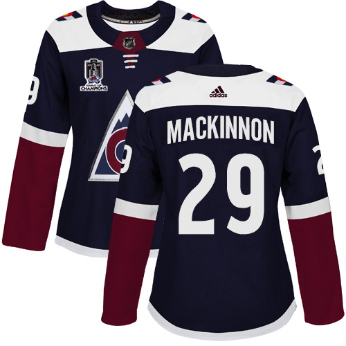 Adidas Colorado Avalanche #29 Nathan MacKinnon Navy Women’s 2022 Stanley Cup Champions Alternate Authentic Stitched NHL Jersey Womens->women nhl jersey->Women Jersey