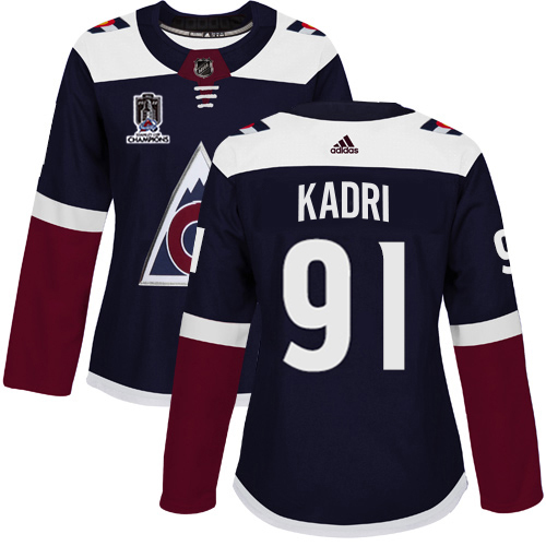 Adidas Colorado Avalanche #91 Nazem Kadri Navy Women’s 2022 Stanley Cup Champions Alternate Authentic Stitched NHL Jersey Womens->youth nhl jersey->Youth Jersey