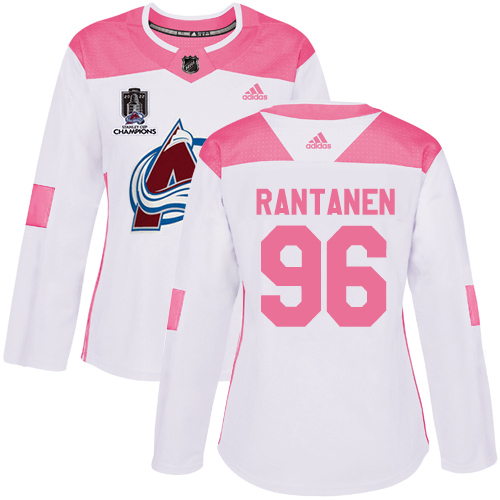 Adidas Colorado Avalanche #96 Mikko Rantanen White/Pink 2022 Stanley Cup Champions Authentic Fashion Women’s Stitched NHL Jersey Womens->youth nhl jersey->Youth Jersey