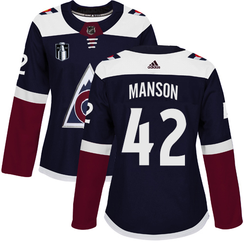 Adidas Colorado Avalanche #42 Josh Manson Navy Women’s 2022 Stanley Cup Final Patch Alternate Authentic Stitched NHL Jersey Womens->women nhl jersey->Women Jersey