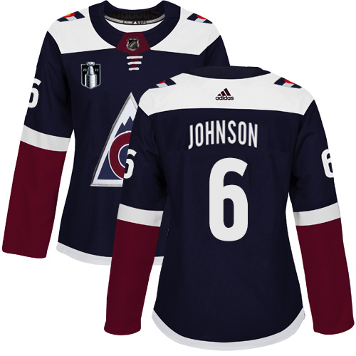 Adidas Colorado Avalanche #6 Erik Johnson Navy Women’s 2022 Stanley Cup Final Patch Alternate Authentic Stitched NHL Jersey Womens->colorado avalanche->NHL Jersey