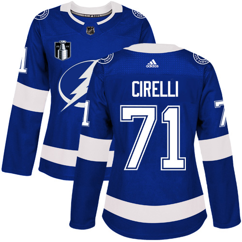 Adidas Tampa Bay Lightning #71 Anthony Cirelli Blue 2022 Stanley Cup Final Patch Women’s Home Authentic Stitched NHL Jersey Womens