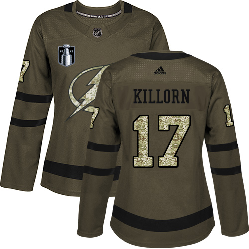 Adidas Tampa Bay Lightning #17 Alex Killorn Green 2022 Stanley Cup Final Patch Women’s Salute to Service Stitched NHL Jersey Womens->tampa bay lightning->NHL Jersey