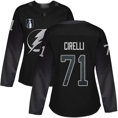 Adidas Tampa Bay Lightning #71 Anthony Cirelli Black 2022 Stanley Cup Final Patch Women’s Alternate Authentic Stitched NHL Jersey Womens->women nhl jersey->Women Jersey