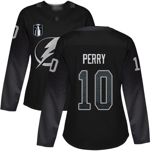 Adidas Tampa Bay Lightning #10 Corey Perry Black Women’s 2022 Stanley Cup Final Patch Alternate Authentic Stitched NHL Jersey Womens->women nhl jersey->Women Jersey