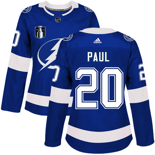 Adidas Tampa Bay Lightning #20 Nicholas Paul Blue Women’s 2022 Stanley Cup Final Patch Home Authentic Stitched NHL Jersey Womens->women nhl jersey->Women Jersey