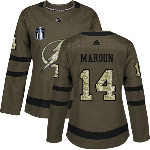 Adidas Tampa Bay Lightning #14 Pat Maroon Green Women’s 2022 Stanley Cup Final Patch Salute to Service Stitched NHL Jersey Womens->tampa bay lightning->NHL Jersey