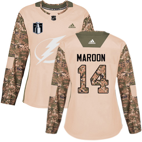 Adidas Tampa Bay Lightning #14 Pat Maroon Camo Women’s Authentic 2022 Stanley Cup Final Patch Veterans Day Stitched NHL Jersey Womens->women nhl jersey->Women Jersey