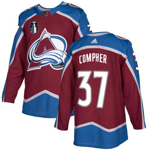 Adidas Colorado Avalanche #37 J.T. Compher Burgundy Youth 2022 Stanley Cup Final Patch Home Authentic Stitched NHL Jersey Youth->colorado avalanche->NHL Jersey