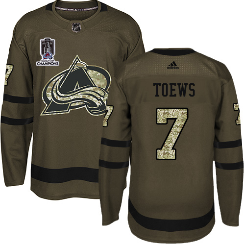 Adidas Colorado Avalanche #7 Devon Toews Green Youth 2022 Stanley Cup Champions Salute To Service Stitched NHL Jersey Youth->youth nhl jersey->Youth Jersey