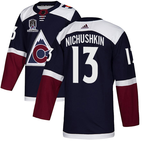 Adidas Colorado Avalanche #13 Valeri Nichushkin Navy Youth 2022 Stanley Cup Champions Alternate Authentic Stitched NHL Jersey Youth->youth nhl jersey->Youth Jersey