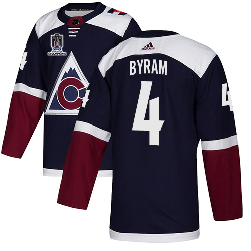 Adidas Colorado Avalanche #4 Bowen Byram Navy Youth 2022 Stanley Cup Champions Alternate Authentic Stitched NHL Jersey Youth->colorado avalanche->NHL Jersey