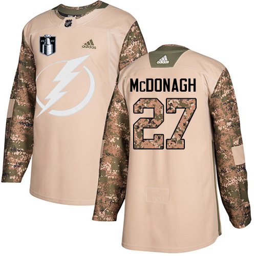 Adidas Tampa Bay Lightning #27 Ryan McDonagh Camo Authentic 2022 Stanley Cup Final Patch Youth Veterans Day Stitched NHL Jersey Youth->youth nhl jersey->Youth Jersey