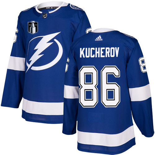 Adidas Tampa Bay Lightning #86 Nikita Kucherov Blue 2022 Stanley Cup Final Patch Youth Home Authentic Stitched NHL Jersey Youth->tampa bay lightning->NHL Jersey