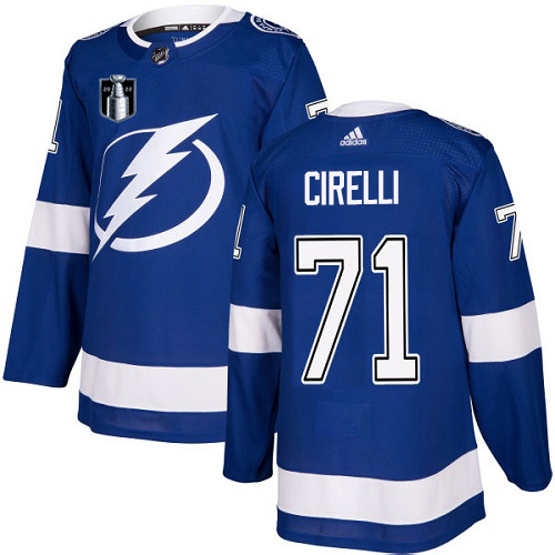 Adidas Tampa Bay Lightning #71 Anthony Cirelli Blue 2022 Stanley Cup Final Patch Youth Home Authentic Stitched NHL Jersey Youth->youth nhl jersey->Youth Jersey