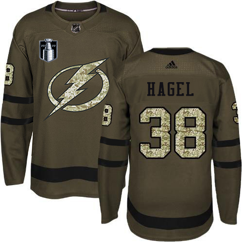 Adidas Tampa Bay Lightning #38 Brandon Hagel Green 2022 Stanley Cup Final Patch Salute to Service Stitched Youth NHL Jersey Youth->youth nhl jersey->Youth Jersey