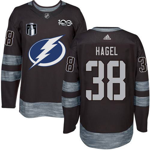 Adidas Tampa Bay Lightning #38 Brandon Hagel Black 2022 Stanley Cup Final Patch 100th Anniversary Stitched Youth NHL Jersey Youth->youth nhl jersey->Youth Jersey