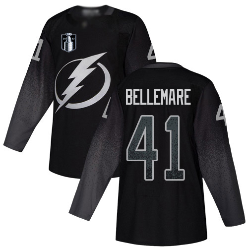Adidas Tampa Bay Lightning #41 Pierre-Edouard Bellemare Black 2022 Stanley Cup Final Patch Alternate Authentic Stitched Youth NHL Jersey Youth->youth nhl jersey->Youth Jersey