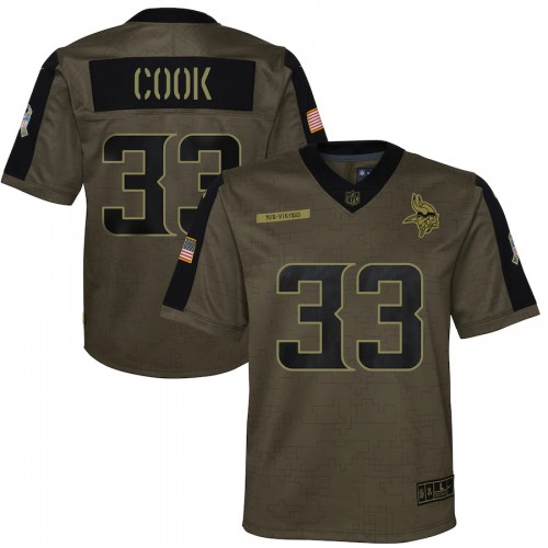 Minnesota Minnesota Vikings #33 Dalvin Cook Olive Nike Youth 2021 Salute To Service Game Jersey Youth->youth nfl jersey->Youth Jersey