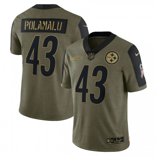 Pittsburgh Pittsburgh Steelers #43 Troy Polamalu Olive Nike 2021 Salute To Service Limited Player Jersey Men’s->pittsburgh steelers->NFL Jersey
