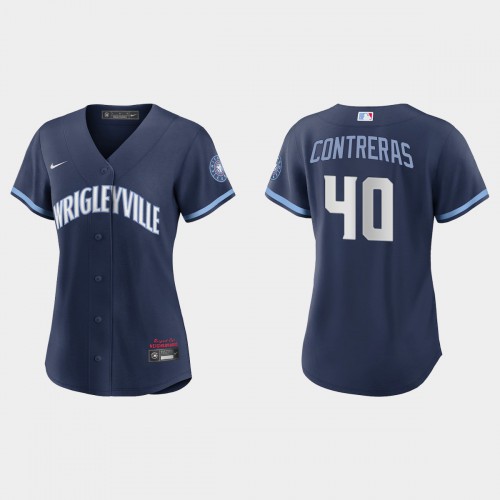Chicago Chicago Cubs #40 Willson Contreras Women’s Nike 2021 City Connect Navy MLB Jersey Womens->chicago cubs->MLB Jersey