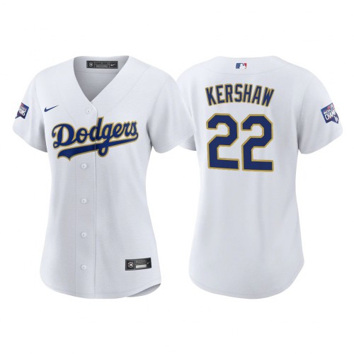 Los Angeles Los Angeles Dodgers #22 Clayton Kershaw Women’s Nike 2021 Gold Program World Series Champions MLB Jersey Whtie Womens->youth mlb jersey->Youth Jersey