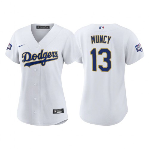 Los Angeles Los Angeles Dodgers #13 Max Muncy Women’s Nike 2021 Gold Program World Series Champions MLB Jersey Whtie Womens->women mlb jersey->Women Jersey