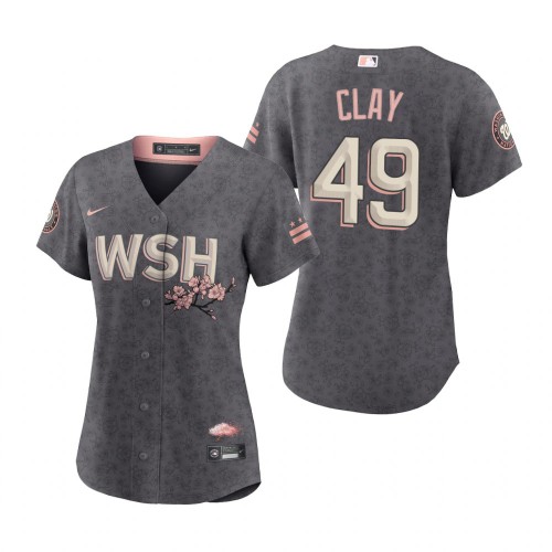Washington Washington Nationals #49 Sam Clay Women’s Nike Gray 2022 City Connect Replica Jersey Womens->washington nationals->MLB Jersey