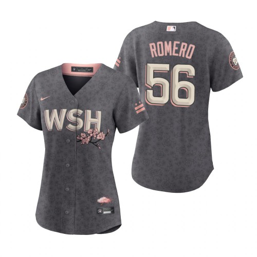 Washington Washington Nationals #56 Seth Romero Women’s Nike Gray 2022 City Connect Replica Jersey Womens->washington nationals->MLB Jersey