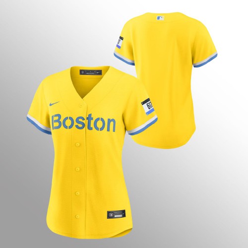 Boston Boston Red Sox Women’s Nike 2021 City Connect Gold Fans Version MLB Jersey Womens->women mlb jersey->Women Jersey