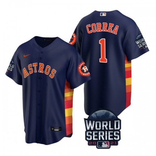 Houston Houston Astros #1 Carlos Correa Youth Nike 150th Anniversary 2021 World Series Authentic MLB Jersey – Navy Youth->houston astros->MLB Jersey