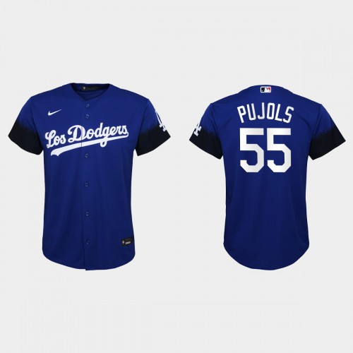 Los Angeles Los Angeles Dodgers #55 Albert Pujols Nike Youth 2021 City Connect MLB Jersey Royal Youth->women mlb jersey->Women Jersey