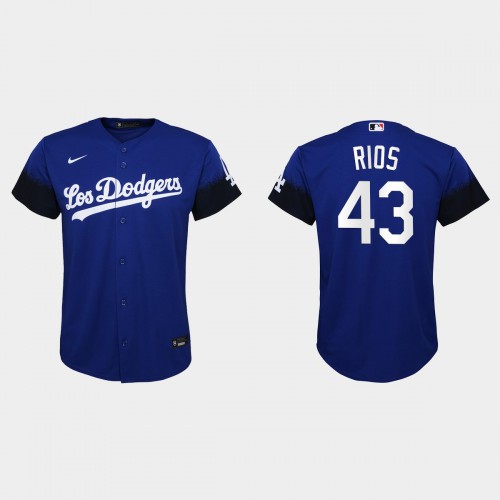 Los Angeles Los Angeles Dodgers #43 Edwin Rios Nike Youth 2021 City Connect MLB Jersey Royal Youth->women mlb jersey->Women Jersey