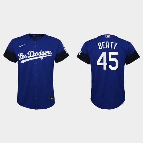 Los Angeles Los Angeles Dodgers #45 Matt Beaty Nike Youth 2021 City Connect MLB Jersey Royal Youth->women mlb jersey->Women Jersey