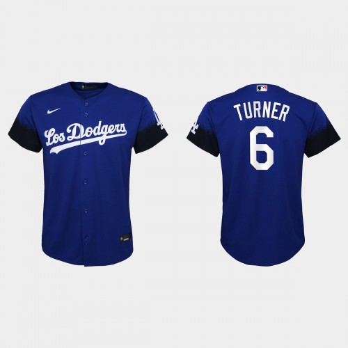 Los Angeles Los Angeles Dodgers #6 Trea Turner Nike Youth 2021 City Connect MLB Jersey Royal Youth->women mlb jersey->Women Jersey